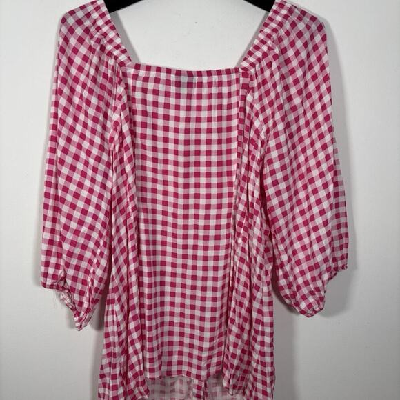 Bundle of 2 Torrid Pink Gingham Check Peasant Top Size 3X Tank Top 22 Plus - Picture 12 of 13